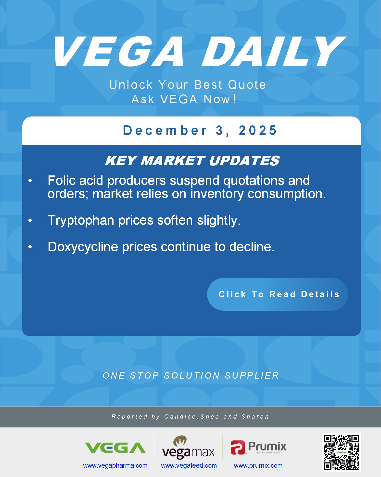 VEGA Daily Dated on December 3rd 2025 Vitamin Amino Acid APl Food Additives.jpg